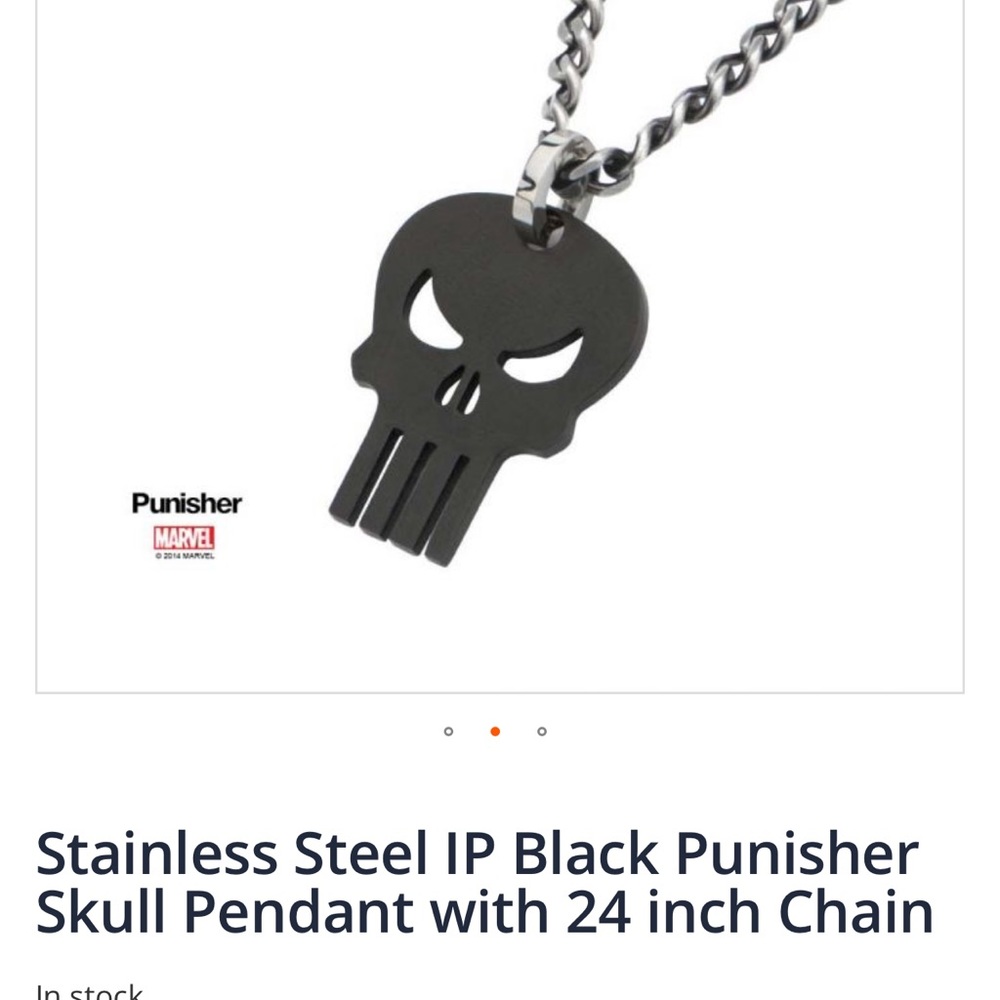 Two Black Punisher Pendants with 24” chains. NWT